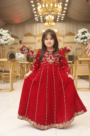 Mirha Velvet Maxi – Elegance in Red For Girls